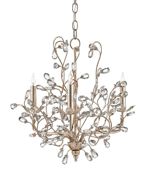 Currey & Company Crystal Bud Silver Small Chandelier