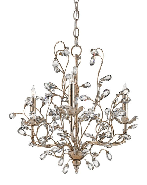 Currey & Company Crystal Bud Silver Small Chandelier