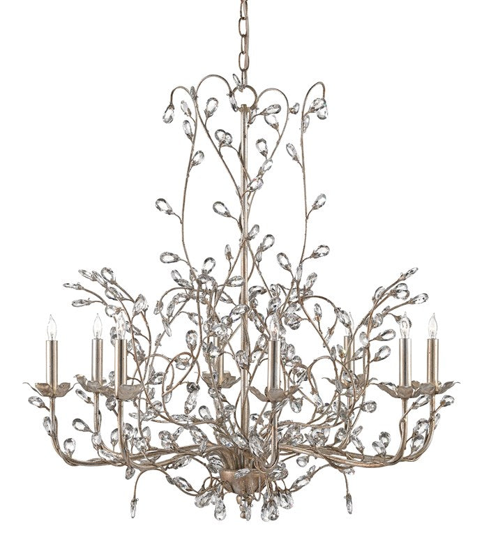 Currey & Company Crystal Bud Silver Large Chandelier