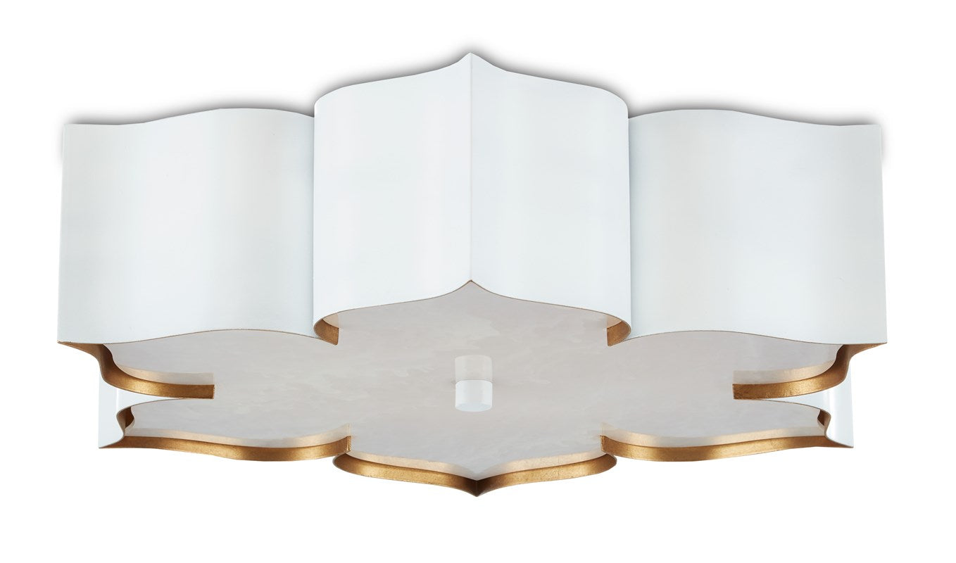 Currey And Company Grand Lotus White Flush Mount