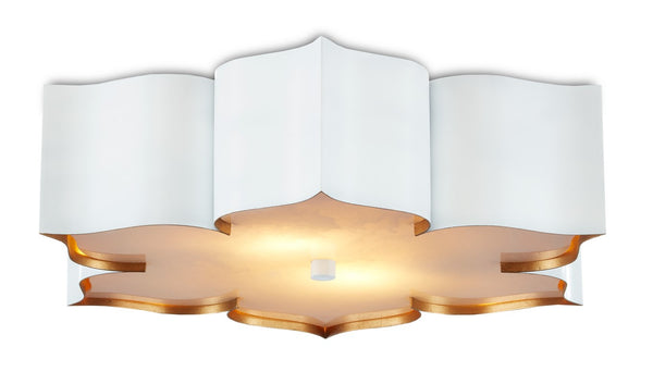 Currey And Company Grand Lotus White Flush Mount