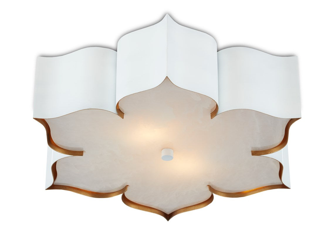 Currey And Company Grand Lotus White Flush Mount