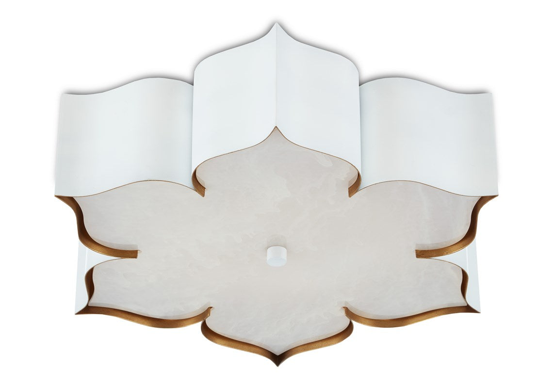 Currey And Company Grand Lotus White Flush Mount