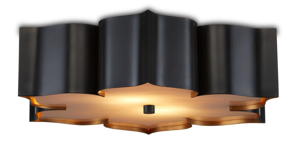 Currey And Company Grand Lotus Black Flush Mount