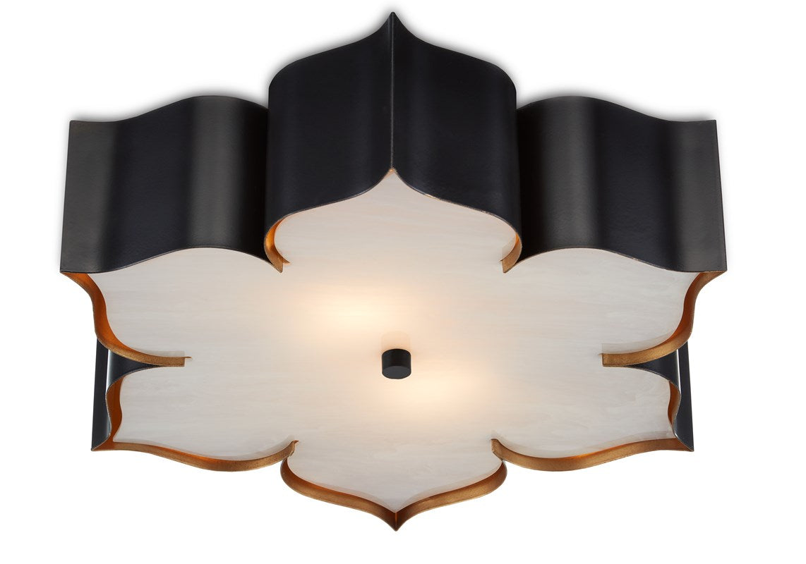 Currey And Company Grand Lotus Black Flush Mount