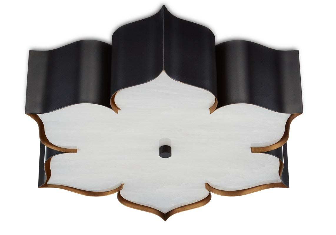 Currey And Company Grand Lotus Black Flush Mount