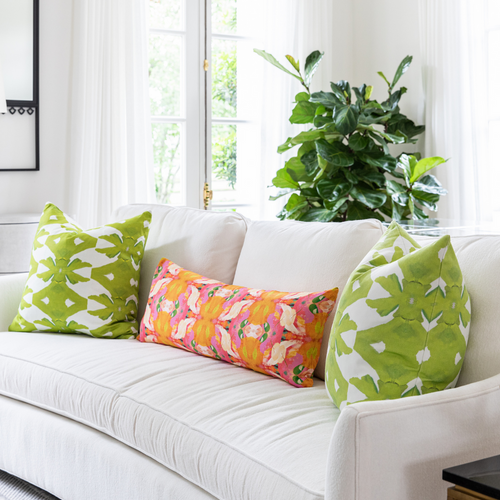 Palm Green Linen Cotton Pillow by Laura Park