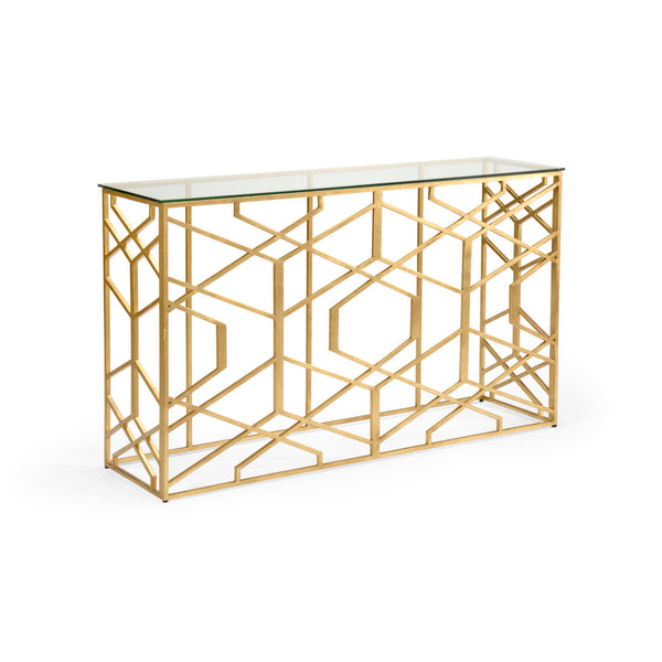 Chelsea House Trellis Console Table in Gold