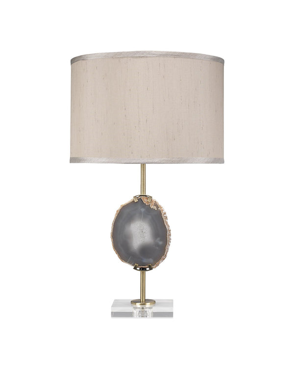 Jamie Young Agate Slice Table Lamp In Natural Lavendar Agate & Antique Brass Metal