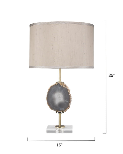 Jamie Young Agate Slice Table Lamp In Natural Lavendar Agate & Antique Brass Metal