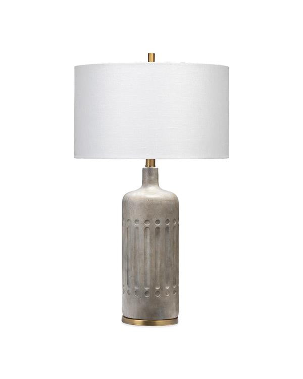 Jamie Young Annex Table Lamp In Grey Cement & Antique Brass Metal