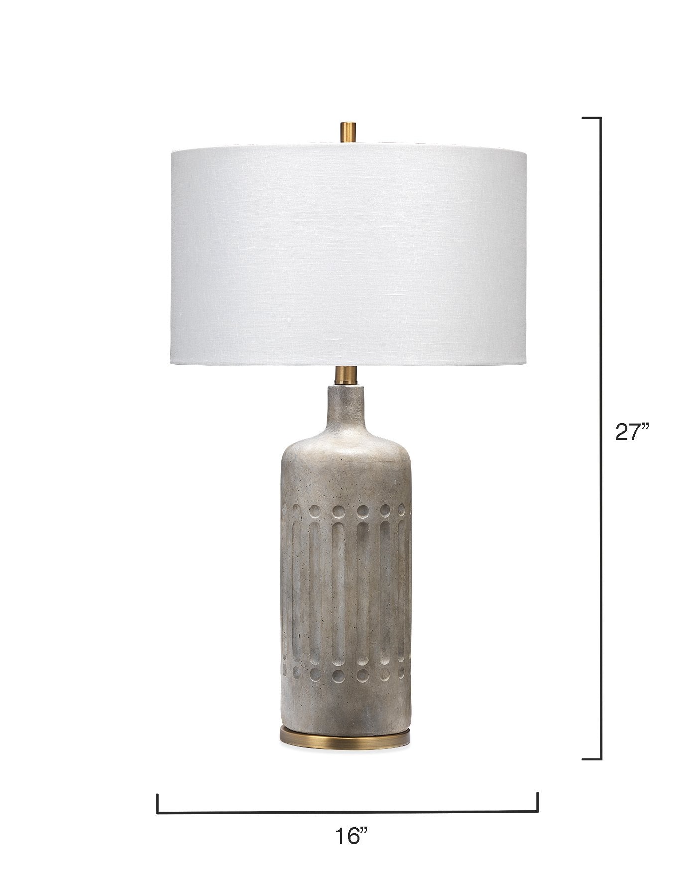 Jamie Young Annex Table Lamp In Grey Cement & Antique Brass Metal