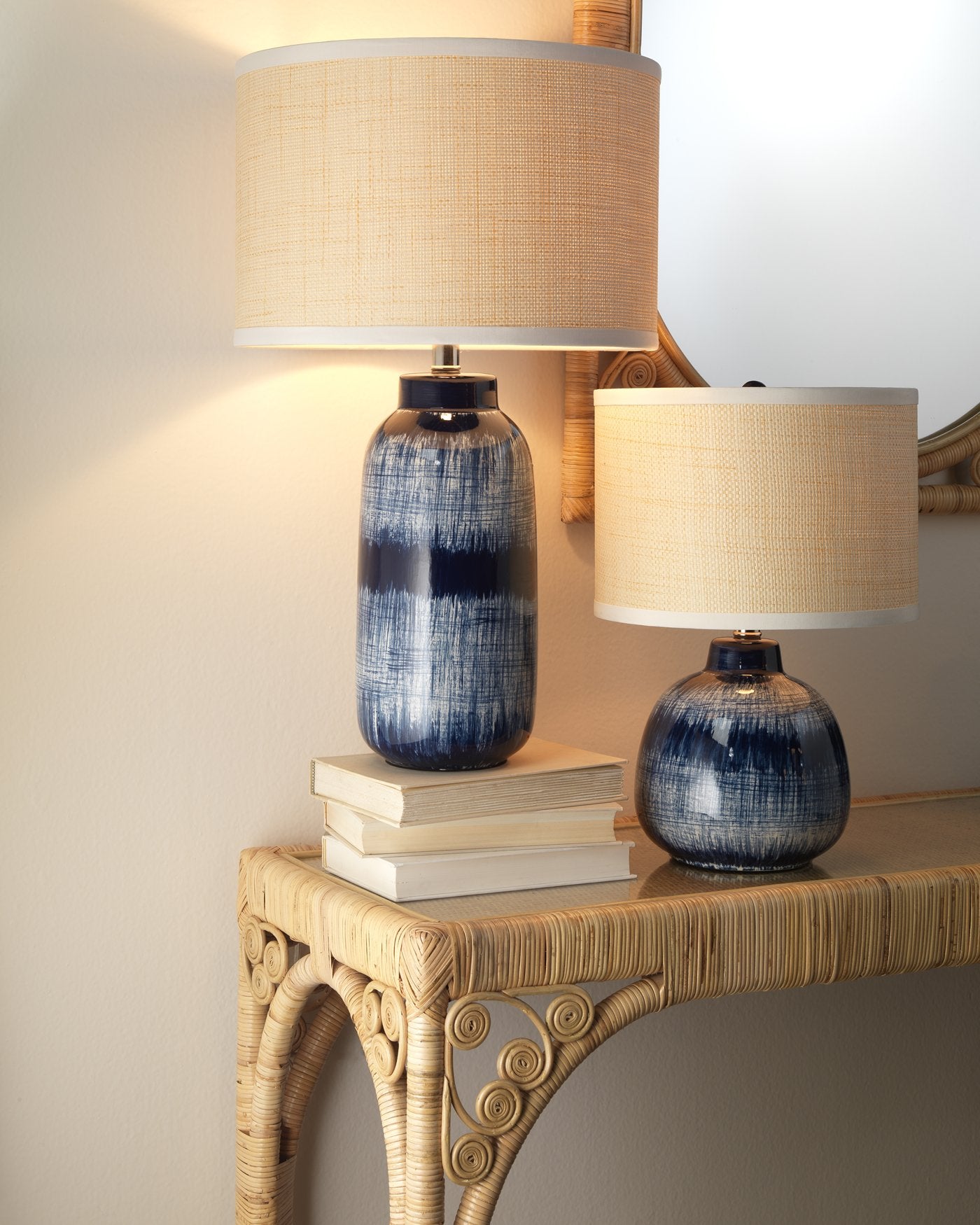 Jamie Young Small Batik Table Lamp In Indigo Ceramic