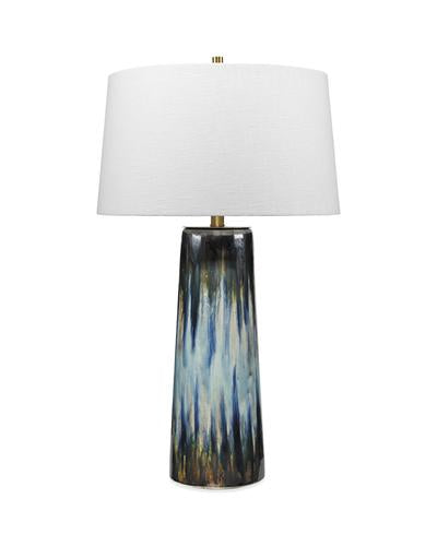Jamie Young Brushstroke Table Lamp In Aqua, Dark Blue & Metallic Ombre Reactive Glaze Ceramic