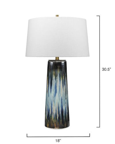 Jamie Young Brushstroke Table Lamp In Aqua, Dark Blue & Metallic Ombre Reactive Glaze Ceramic