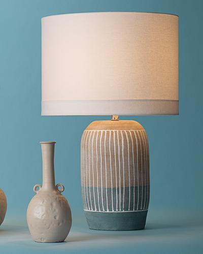 Jamie Young Flagstaff Table Lamp In Natural & Slate Ceramic