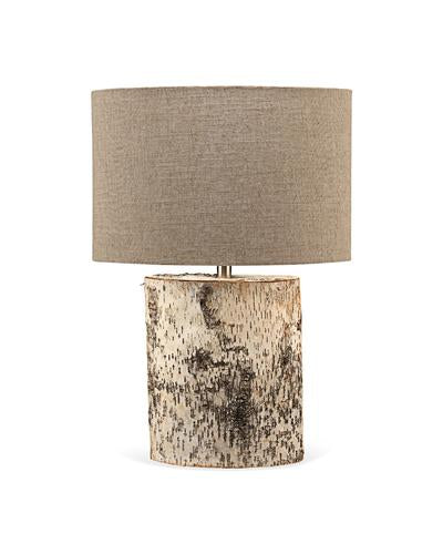 Jamie Young Forrester Table Lamp In Birch Veneer With Oval Shade In Natural Linen