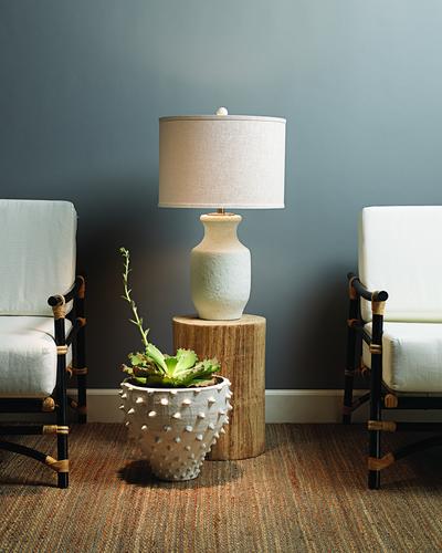 Jamie Young Gilbert Table Lamp In Textured Matte White Cement