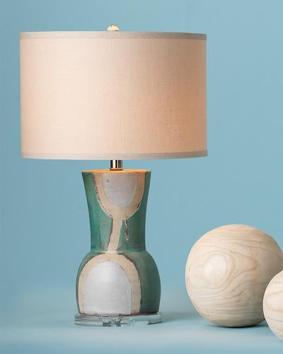 Jamie Young Estel Table Lamp In Aqua, Cream & Natural Ceramic