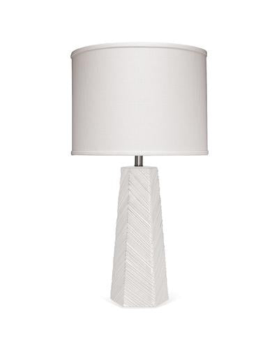 Jamie Young High Rise Table Lamp In Cream Ceramic With Drum Shade In Off White Linen