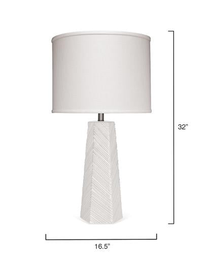 Jamie Young High Rise Table Lamp In Cream Ceramic With Drum Shade In Off White Linen