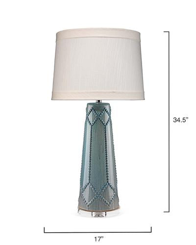 Jamie Young Hobnail Table Lamp In Teal Ceramic