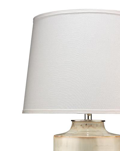 Jamie Young Lagoon Table Lamp In Cream Ceramic With Large Cone Shade In White Linen