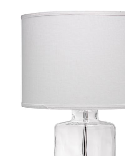 Jamie Young Napa Table Lamp In Clear Hammered Glass With Classic Drum Shade In White Linen
