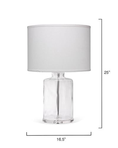 Jamie Young Napa Table Lamp In Clear Hammered Glass With Classic Drum Shade In White Linen
