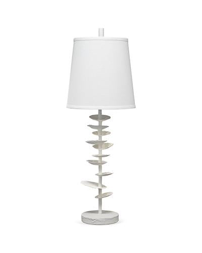 Jamie Young Petals Table Lamp In White Gesso With Cone Shade In Off White Linen