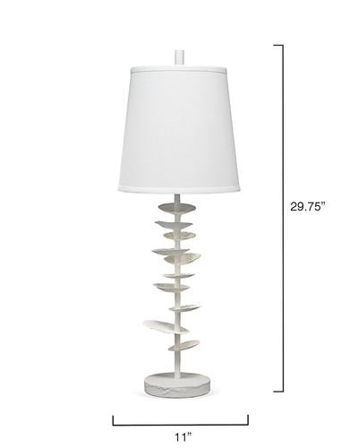 Jamie Young Petals Table Lamp In White Gesso With Cone Shade In Off White Linen