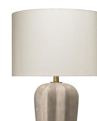 Jamie Young Regal Table Lamp In Grey Cement With Drum Shade In Off White Linen