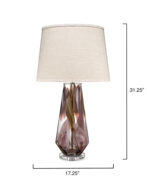 Jamie Young Watercolor Table Lamp In Plum Glass With Cone Shade In Natural Linen