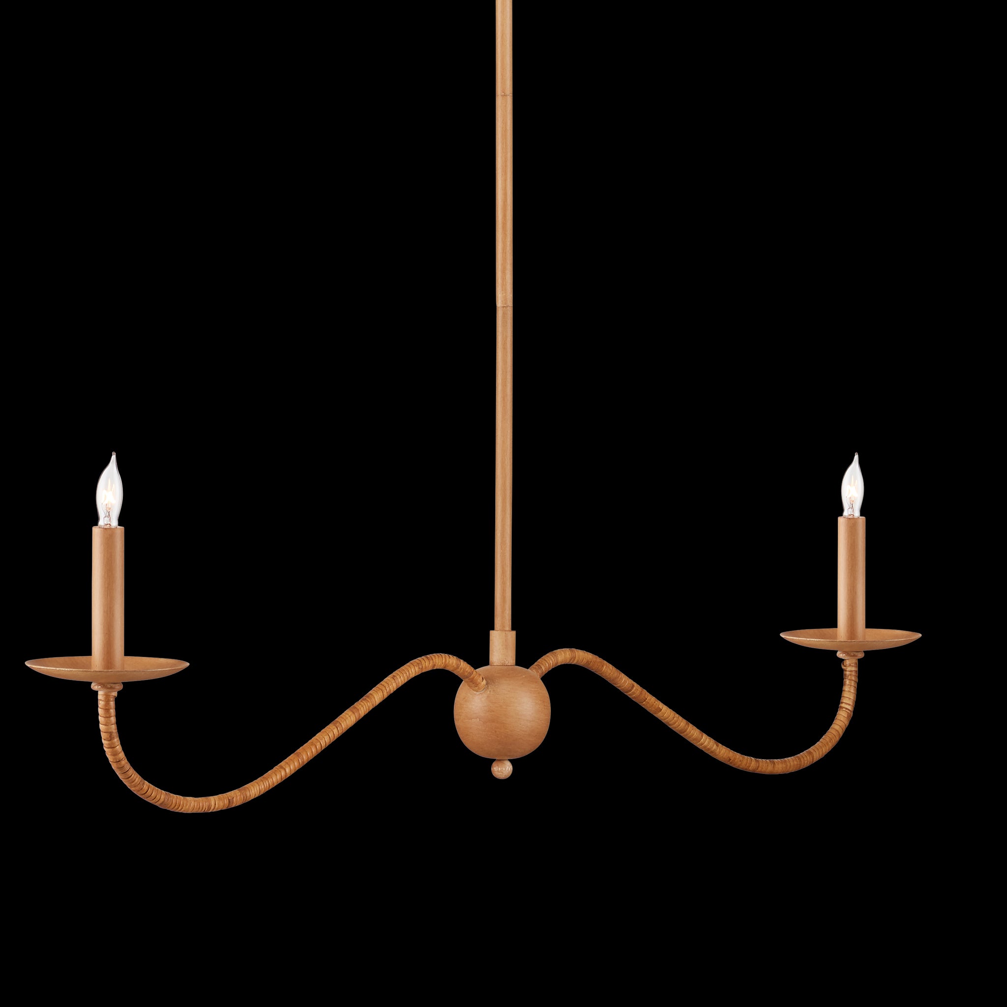 Currey & Company Saxon 43.25" Rattan 2 Light Linear Chandelier