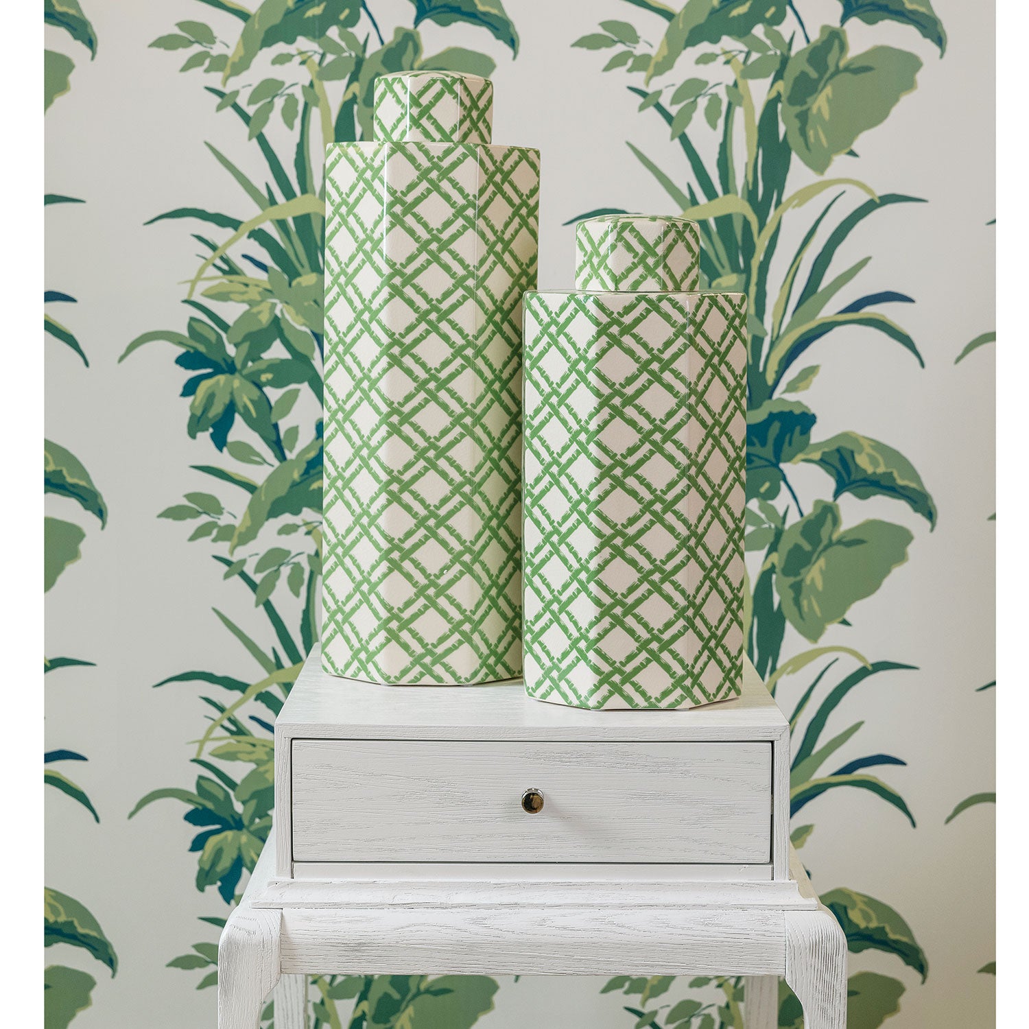 Williamsburg for Port 68 Bamboo Trellis Jar in Green