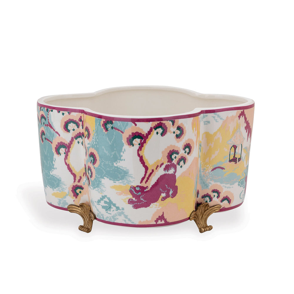 Madcap Cottage Canton Coral Quatrefoil Planter