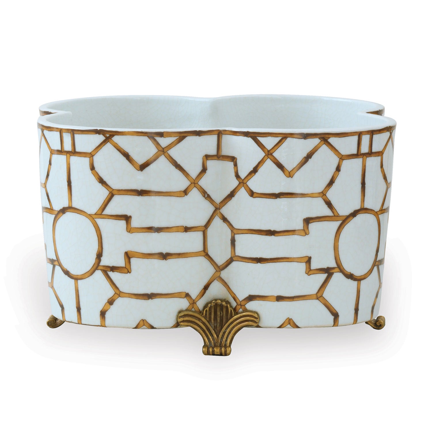 Scalamandre for Port 68 Baldwin Quatrefoil White Planter
