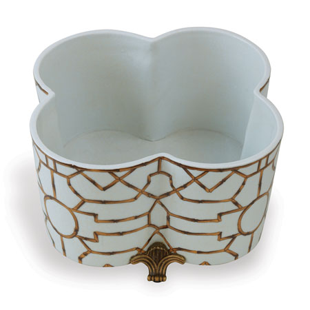 Scalamandre for Port 68 Baldwin Quatrefoil White Planter