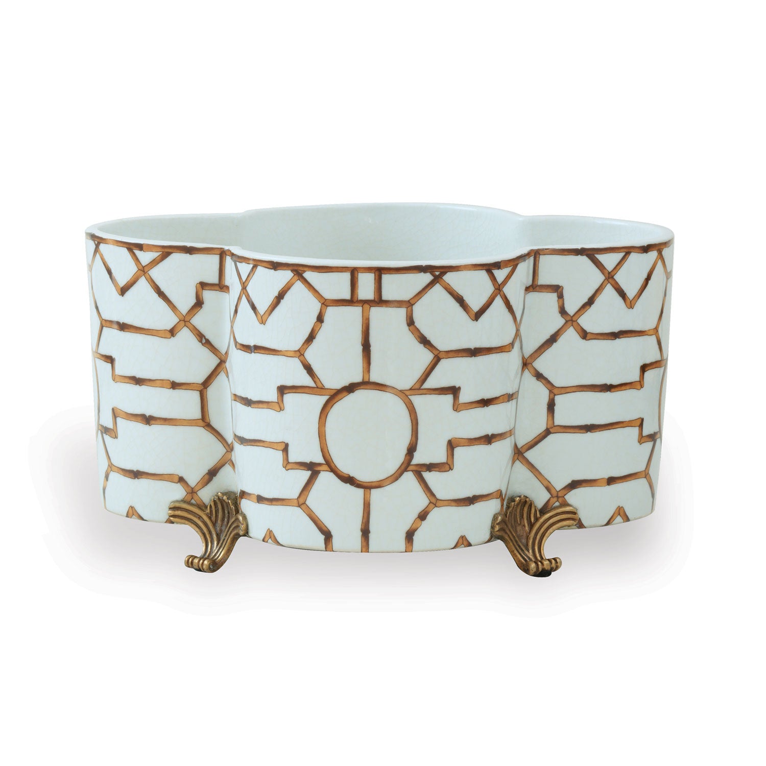Scalamandre for Port 68 Baldwin Quatrefoil White Planter