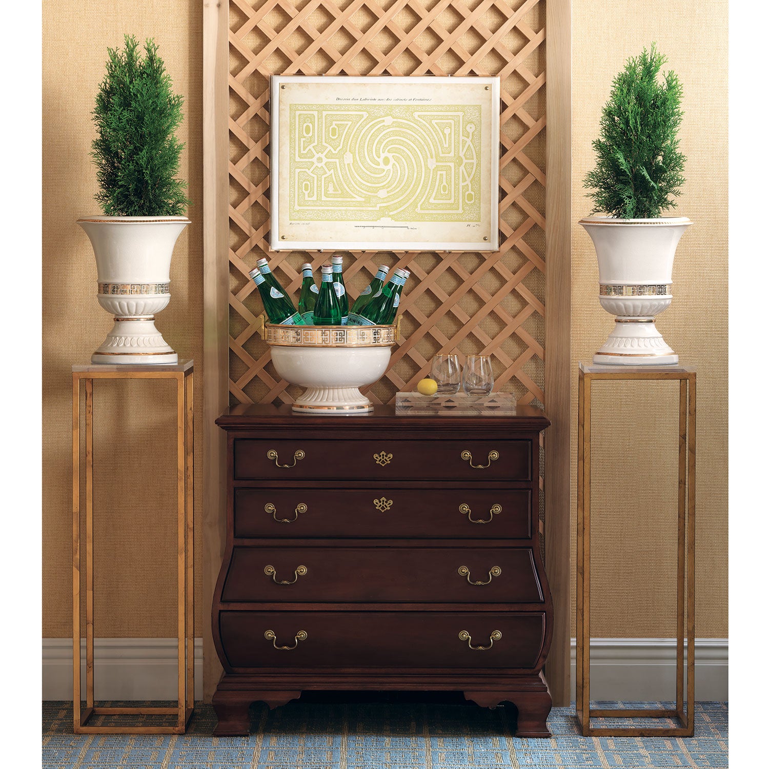 Williamsburg for Port 68 Palace Fret Urn in Gold/White