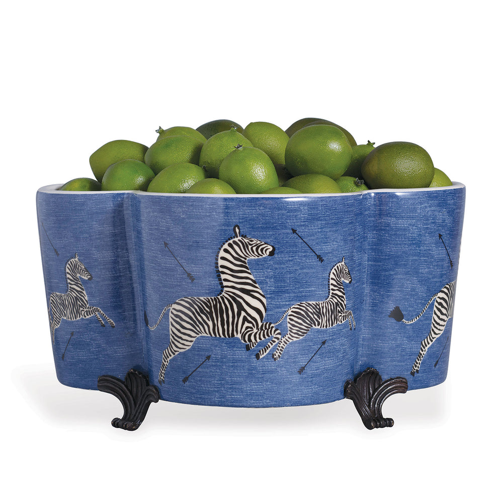 Scalamandre for Port 68 Blue Zebra Quatrefoil Planter