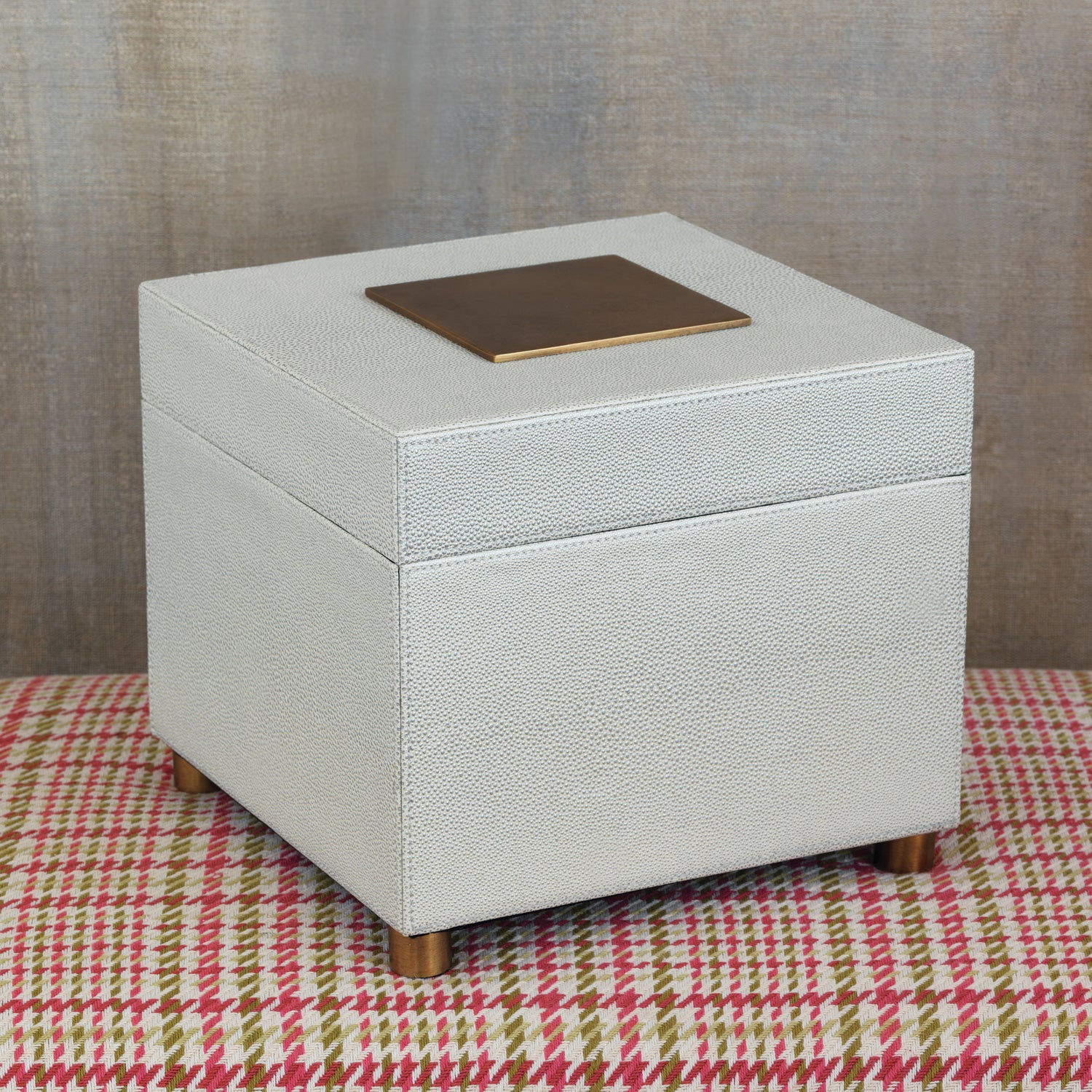 Port 68 10" Cairo Faux-Shagreen Box, Pearl