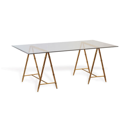 Port 68 Baldwin Bamboo and Glass Table, White