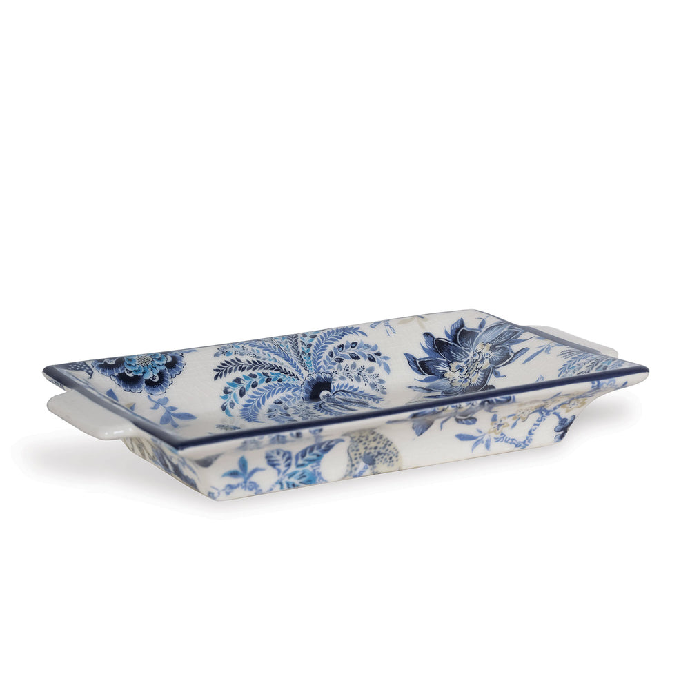 Williamsburg 11" Braganza Decorative Tray, Blue/White