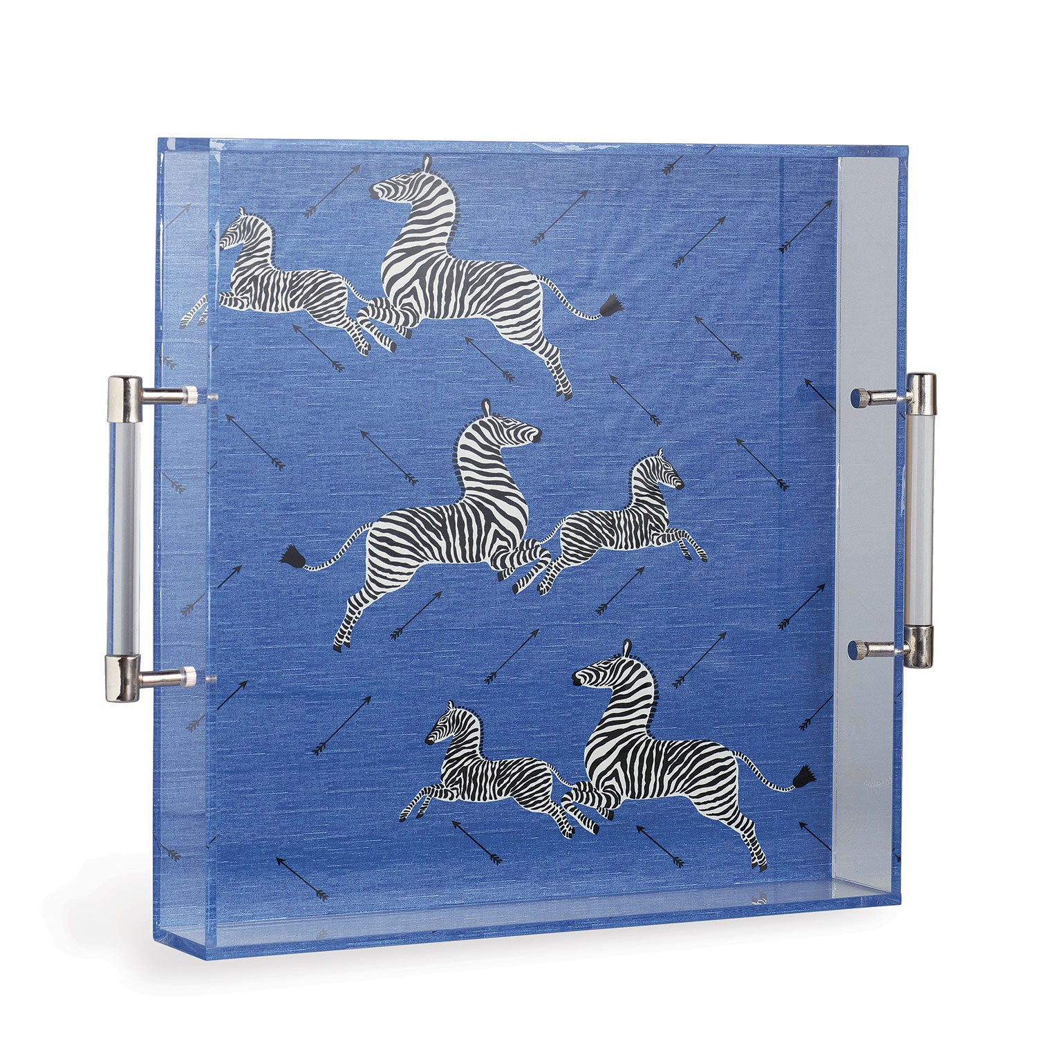 Zebra Blue Lucite Tray by Scalamandre Maison