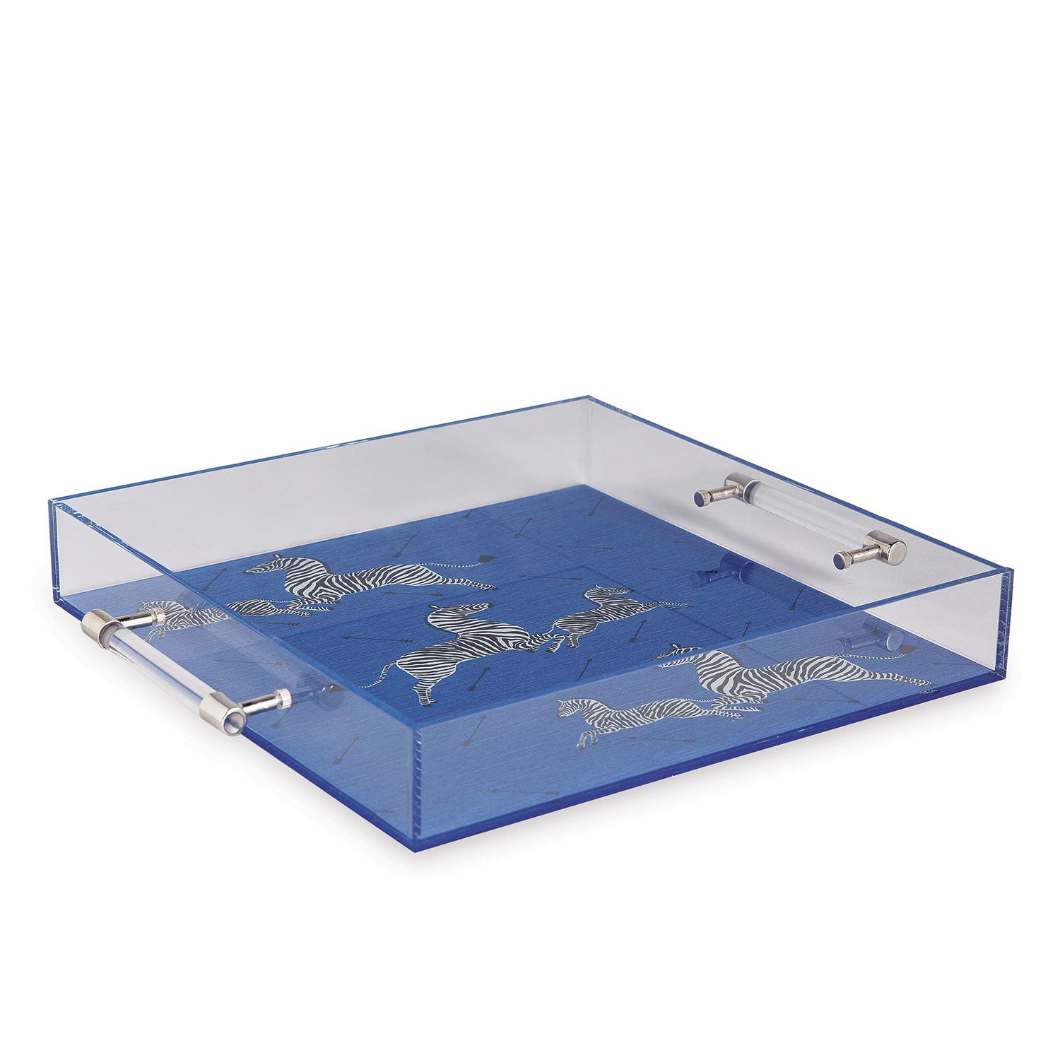 Zebra Blue Lucite Tray by Scalamandre Maison