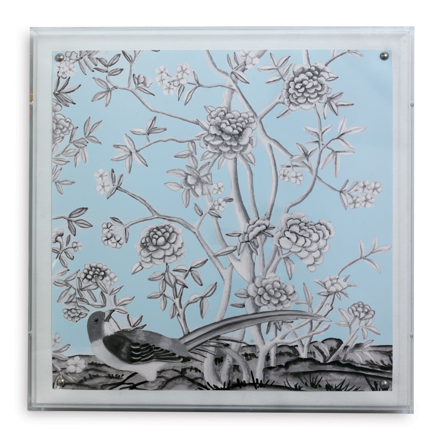 Port 68 Blue Chinoiserie II Lucite Wall Art