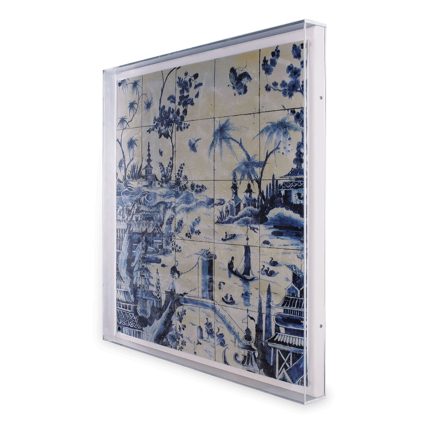Port 68 Delft Tile Artwork in Lucite Shadow Box Frame