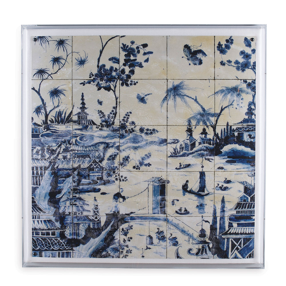 Port 68 Delft Tile Artwork in Lucite Shadow Box Frame
