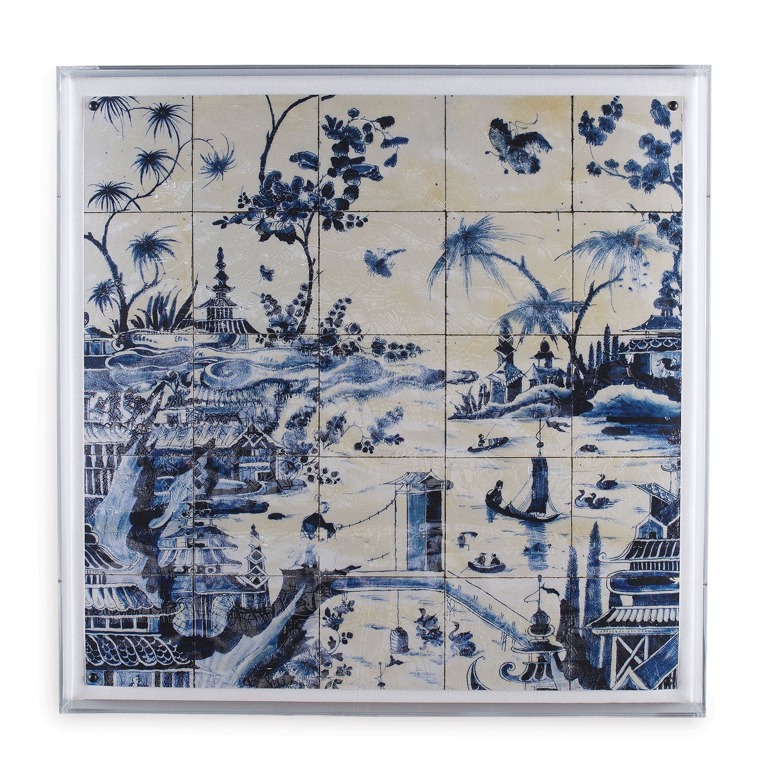 Port 68 Delft Tile Artwork in Lucite Shadow Box Frame